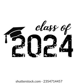 Lettering Class of 2024. Text for graduation design, congratulation event, T-shirt, party, high school or college graduate. Illustration, vector on transparent background svg