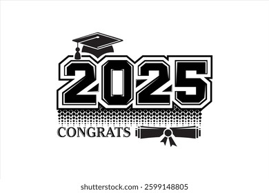 Lettering class of 2025 for greeting, 