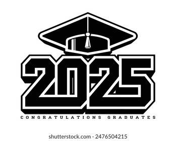 Lettering Class of 2025 for greeting, invitation card. Text for graduation design, congratulation event, T-shirt, party, high school or college graduate. Vector on transparent background