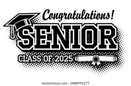 Lettering Class of 2025 for greeting, invitation card. Text for graduation design, congratulation event, T-shirt, party, high school or college graduate. Editable vector on transparent background