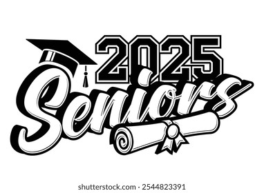 Lettering Class of 2025 for greeting, invitation card. Text for graduation design, congratulation event, T-shirt, party, high school or college graduate. Vector on transparent background