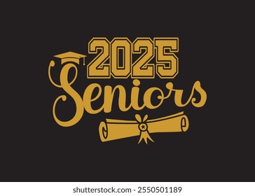 Lettering Class of 2025 for greeting, invitation card. Text for graduation design, congratulation event, T-shirt, party, high school or college graduate.