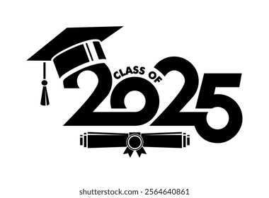 Lettering Class of 2025 for greeting, invitation card. Text for graduation design, congratulation event, T-shirt, party, high school or college graduate. Vector on transparent background