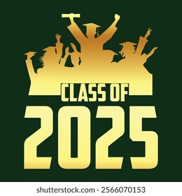 Lettering Class of 2025 for greeting, invitation card. Text for graduation design, congratulation event, T-shirt, party, high school or college graduate. Illustration, vector on transparent and black