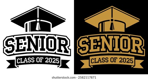 Lettering Class of 2025 for greeting, invitation card. You did it! Text for graduation design, congratulation event, T-shirt, party, high school or college graduate. Illustration, vector on transparen