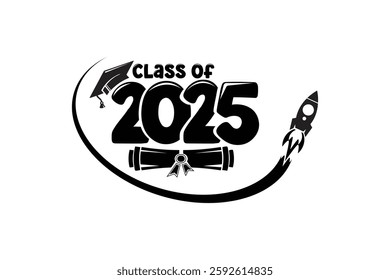 Lettering Class of 2025 for greeting, invitation card. Text for graduation design, congratulation event, T-shirt, party, high school or college graduate.