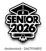 Lettering Class of 2026 for greeting, invitation card. Text for graduation design, congratulation event, T-shirt, party, high school or college graduate. Vector on transparent background