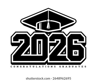 Lettering Class of 2026 for greeting, invitation card. Text for graduation design, congratulation event, T-shirt, party, high school or college graduate. Vector on transparent background