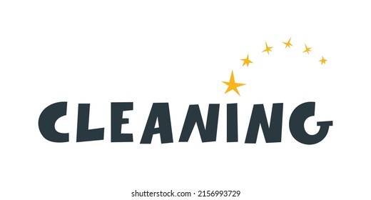Dejando para limpiar. Texto hecho a mano para el diseño de productos relacionados con la prestación de servicios de limpieza. Limpieza premium. Ilustración en estilo gráfico plano.