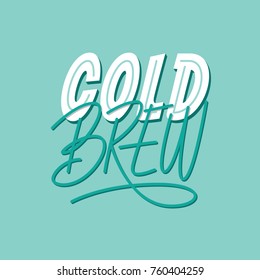 Lettering Cold Brew Coffee Home Decor Poster Blue Background