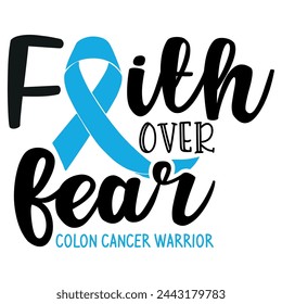 Lettering colon cancer, vector illustration