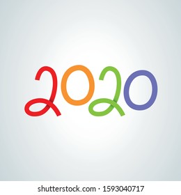Lettering color ribbon 2020. Illustration vector