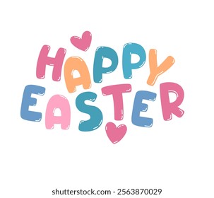 Lettering with colored letters, happy Easter.