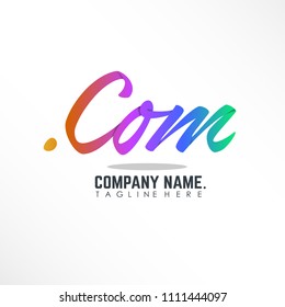 lettering .com domain with colorful text linked logo design