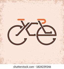 Lettering composition on the theme of Cycling, the inscription "cycle" is inscribed in the form of a bicycle, temlate for logoor emblem, t-shirt print or poster design, vector