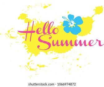 Lettering composition. Phrase Hello Summer. Vector illustration EPS10