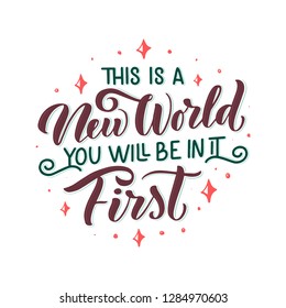 Lettering composition for posters. Motivational quote about gadgets and technology. Hand drawn Monochrome vector illustration.