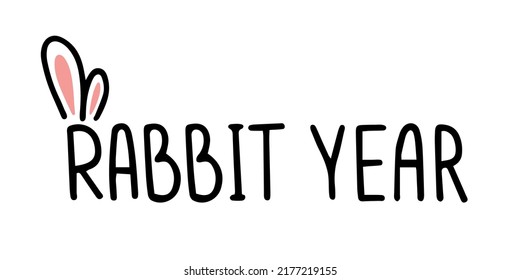 Lettering composition Rabbit year with bunny ears