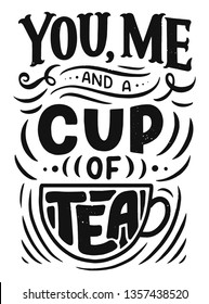 lettering composition with sketch for coffee shop, cafe or prints. Hand drawn vintage typography phrase, quote. Poster Vector