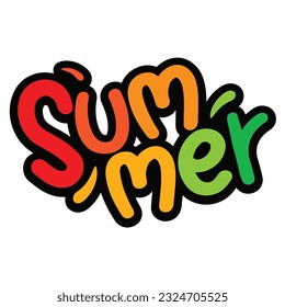 Lettering composition of Summer and abstract shape. Summer lettering. Vector Stock illustration 