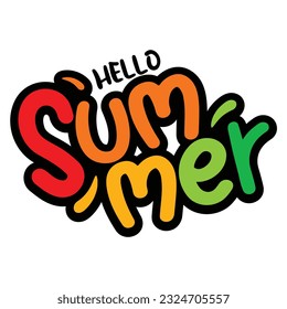 Lettering composition of Summer and abstract shape. Summer lettering. Vector Stock illustration 