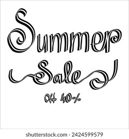 Lettering composition of Summer sale. Summer lettering on abstract background. Stock illustration
