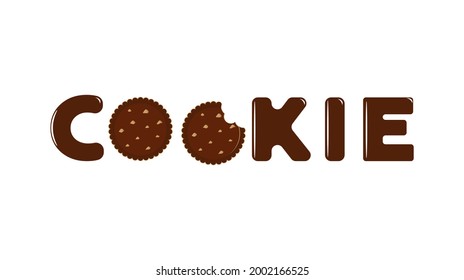 Lettering Cookies Chocolate Chip Cookies Nuts Stock Vector (Royalty ...