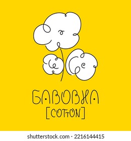 Lettering  - Cotton. Russia terrorist vector illustration global politics, NO WAR in Ukraine, aggression problem picture in hand drawn one line art style in postcard about Support Ukraine.