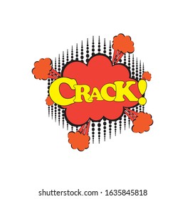Lettering crack, Comic Text, Pop Art style.Cartoon sound effect illustration
