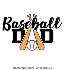 Lettering dad baseball vector illustration on white background