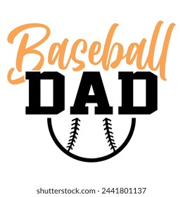 Lettering dad baseball vector illustration on white background