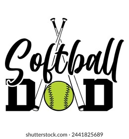 Lettering dad softball vector illustration on white background