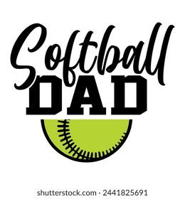 Lettering dad softball vector illustration on white background