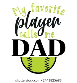 Lettering dad softball vector illustration on white background