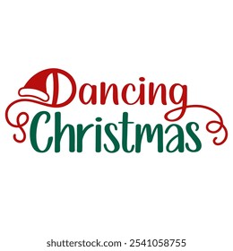 Lettering Dancing Christmas Vektorgrafik - Linie Kunst Silhouette Symbol Clipart