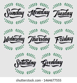  Lettering of day handdrawn and vector.