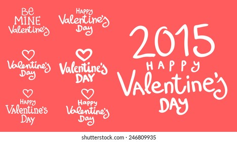 lettering day happy valentine, hearts for card