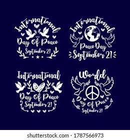 Lettering Day Of Peace Design Vector Collection