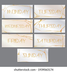 Lettering with days of the week. Vector stock illustration. Text Monday, Tuesday, Wednesday, Thursday, Friday, Saturday, Sunday. Set with text. Illustration days of the week