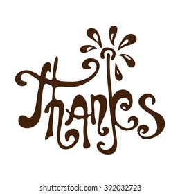 Lettering. Decor words - Thanks. Written by hand - Stock Vector