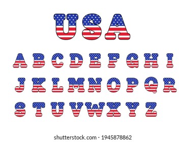 Lettering design with american flag For decoration on the American Patriotic Day