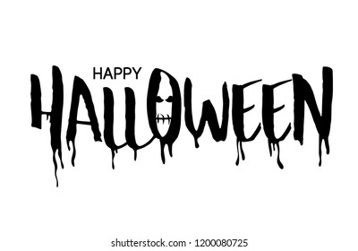 Lettering design of Halloween. Vector illustration isolated on white background. Holiday calligraphy for banner, poster, greeting card, party invitation.