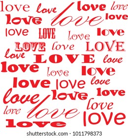 Lettering design. Love pattern words.