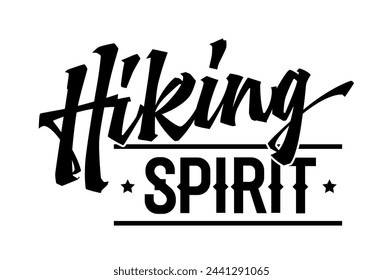 Lettering design with a spirited touch, Hiking spirit. Versatile typography template is perfect for logos, prints, and adventure and exploration-themed purposes. Modern calligraphy with a retro font