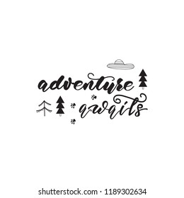 Lettering design with a travel phrase. Vector illustration