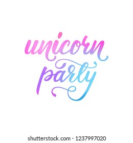 Lettering design Unicorn party. Vector illustration.