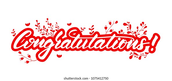 Lettering design with word Congratulations. Vector illustration.