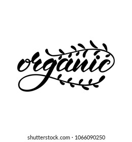 Lettering design with a word Organic, Vector illustration.