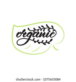 Lettering design with a word Organic, Vector illustration.