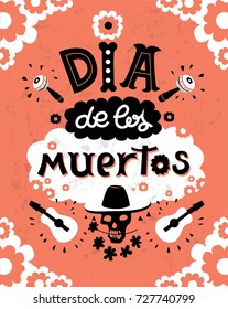  Lettering Dia de los Muertos, Day of the Dead for postcard or poster design